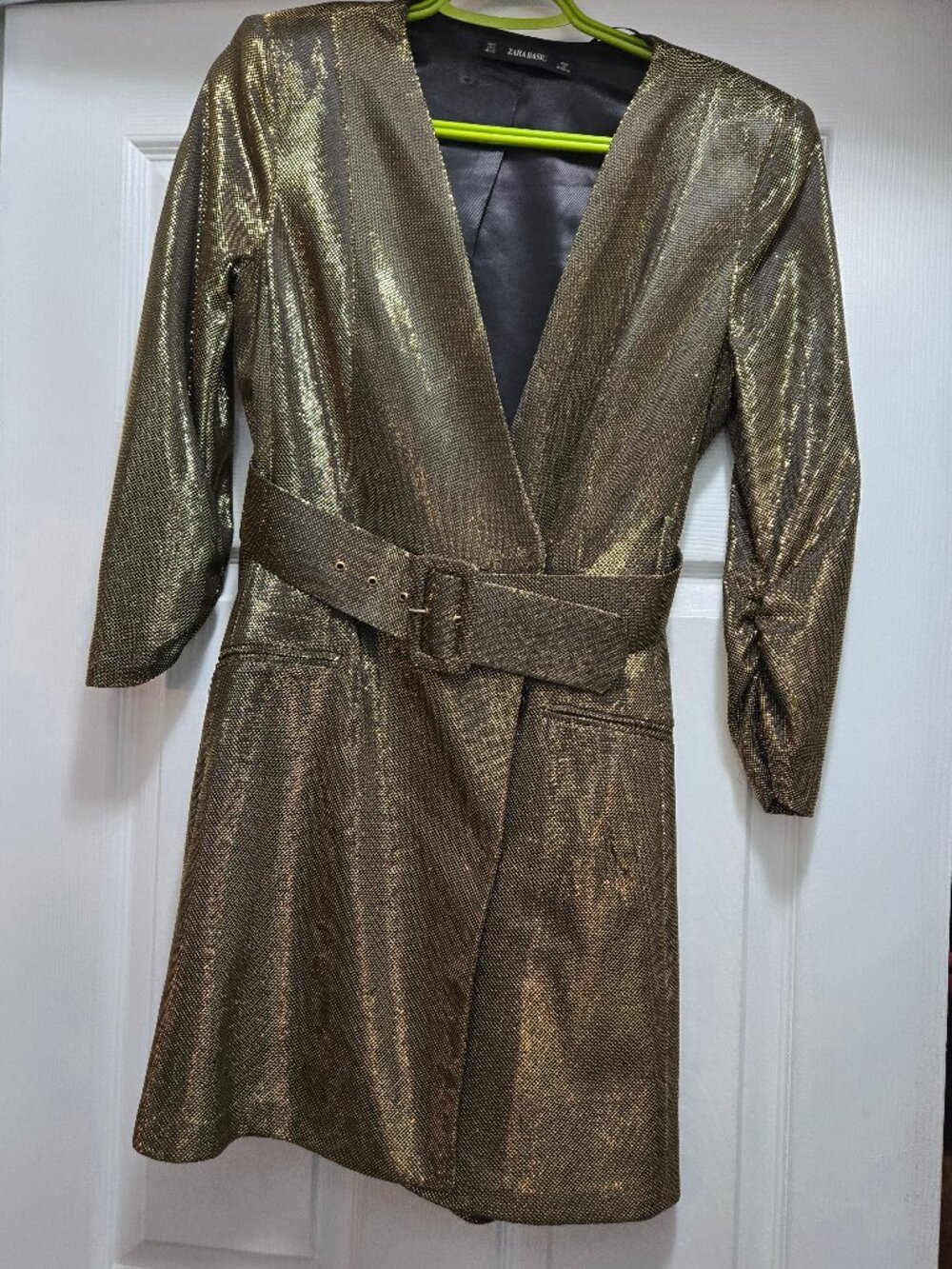 ZARA GOLD METALLIC WRAP BLAZER DRESS